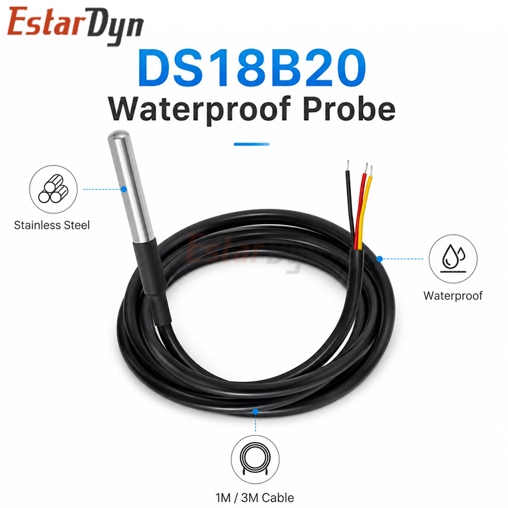 Ds18B20 Temperature Sensor - Sensore di Temperatura Digitale Impermeabile Estardyn