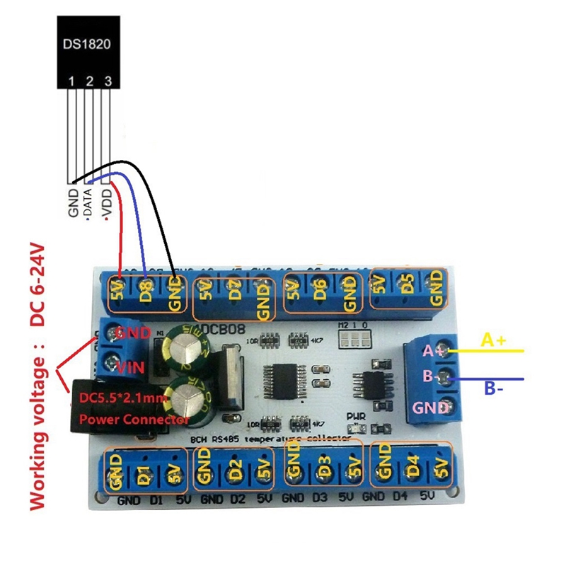 ELETECHSUP 8Ch Ds18b20 Rs485 M - Ds18B20 Temperature Sensor recensione e prezzo