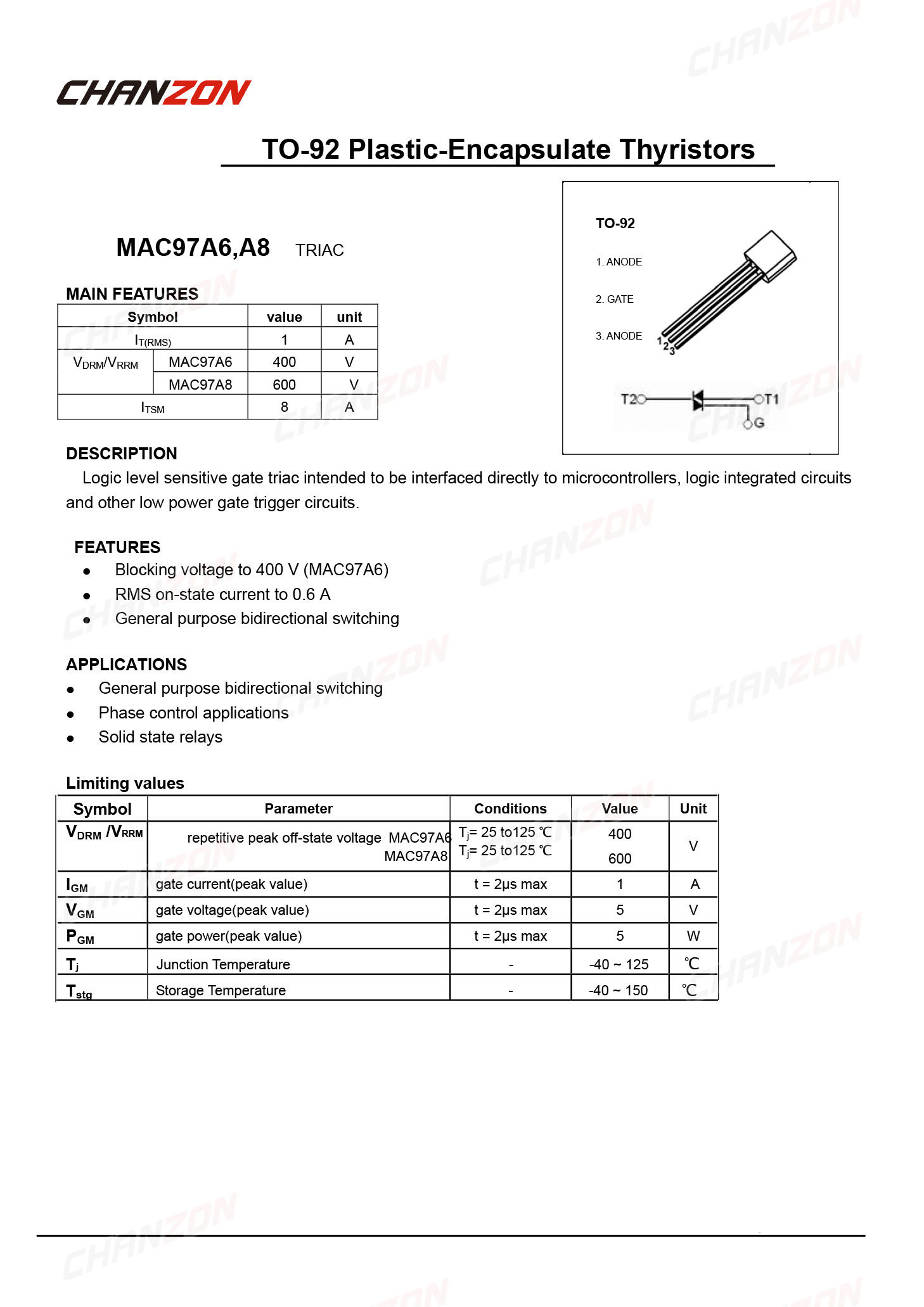 50 pz MAC97A6 TO-92 Triac SCR  - Diy Electronics For Sale recensione e prezzo